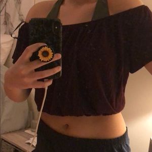 Purple off the shoulder crop top